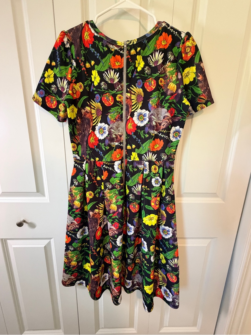 LuLaRoe Black Floral Midi Dress with Multicolor Blooms - Picture 2 of 3